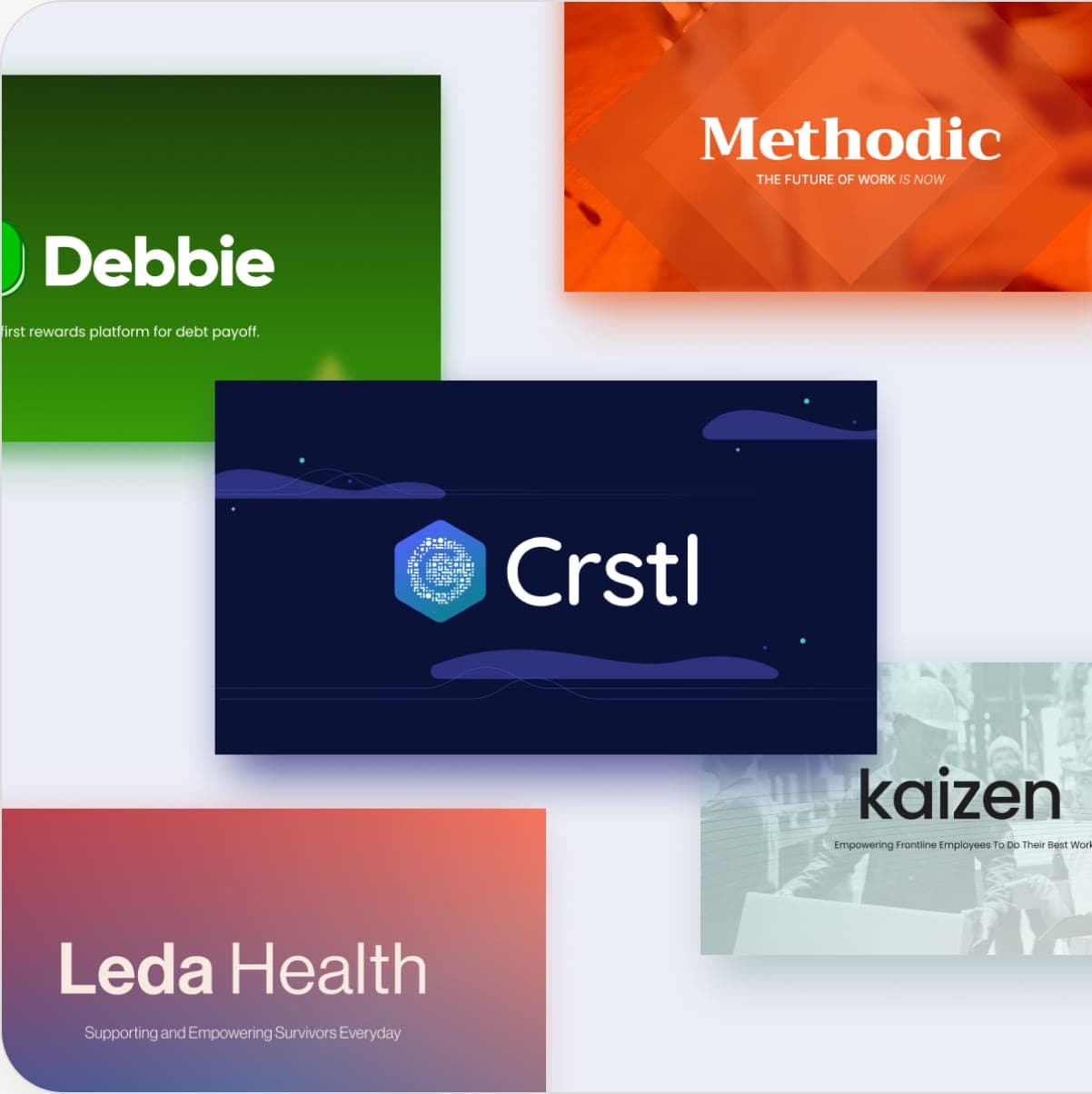 A collection of startup pitch-deck covers
